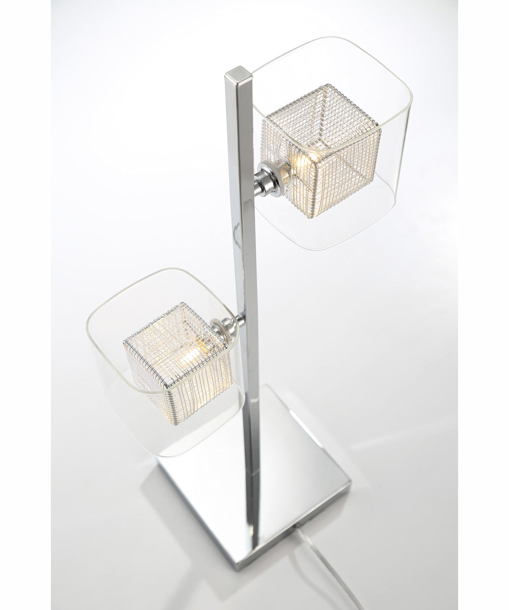 Dahl 2-Light Led 2-Light Table Lamp Chrome/Clear Glass Shade