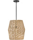 Luca 1-Light Large Convertible Pendant in Black with Camel Rattan shade