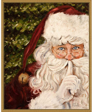 Framed Secret Santa by Patricia Pinto Canvas Wall Art Print (23  W x 28  H), Sylvie Gold Frame