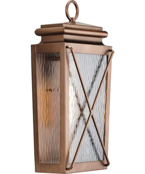 Wakeford 1-Light Clear Water Glass Transitional Style Medium Outdoor Wall Lantern Antique Copper