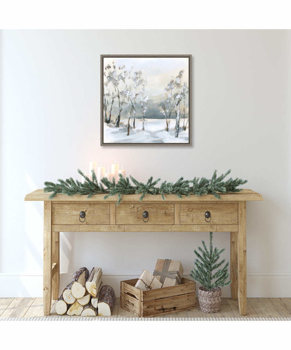Framed Snowy Winter Trees by Katrina Pete Canvas Wall Art Print (22  W x 22  H), Sylvie Greywash Frame