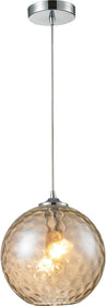 10"W Watersphere 1-Light Pendant Polished Chrome/Champagne Glass