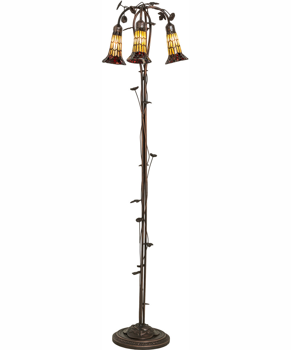 58" High Stained Glass Pond Lily 3 Light Floor Lamp
