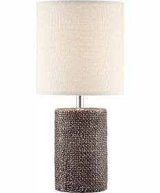 Dustin 1-Light Table Lamp Dark Brown Ceramichrome/ White Linen Shade