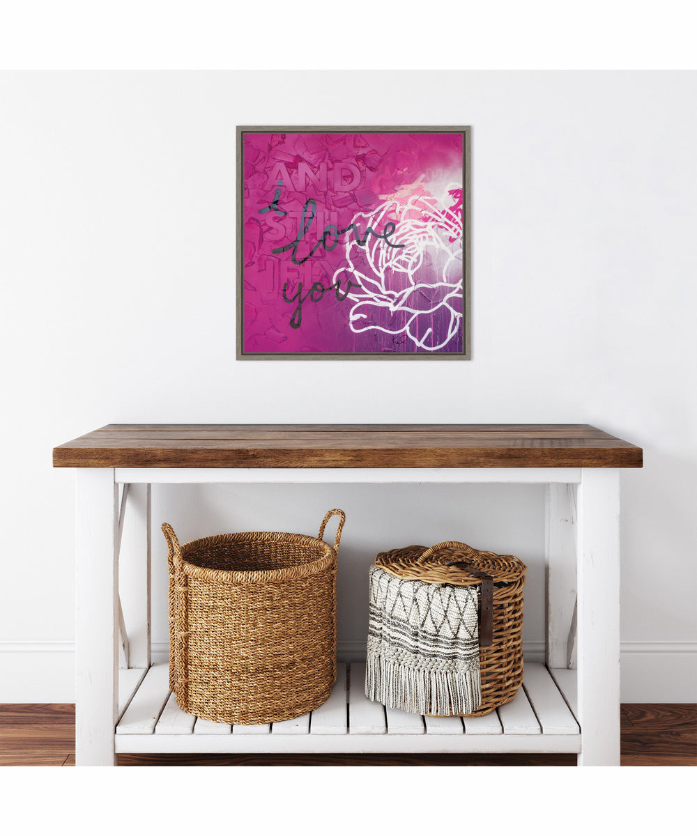 Framed Lotus Love by Kent Youngstrom Canvas Wall Art Print (22  W x 22  H), Sylvie Greywash Frame