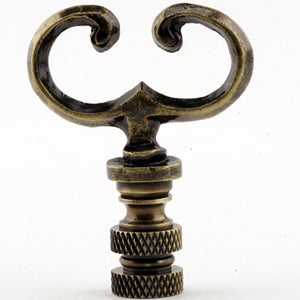 Antiqued Brass Open loop Lamp Finial 2.25"h