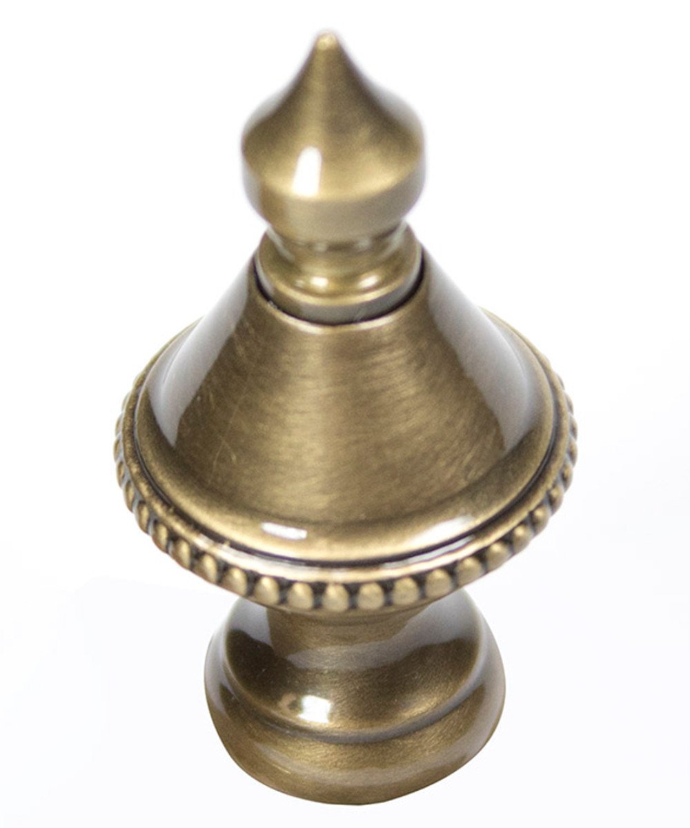 2"H Beaded Knob Finial Antique Brass