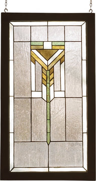 30"H x 17"W Prairie Wood Frame Stained Glass Window