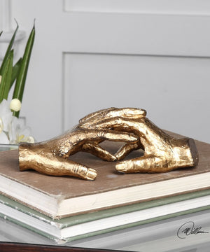 3"H Hold My Hand Gold Sculpture