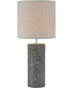 Dustin 1-Light Table Lamp Grey Ceramichrome/ Grey Fabric Shade