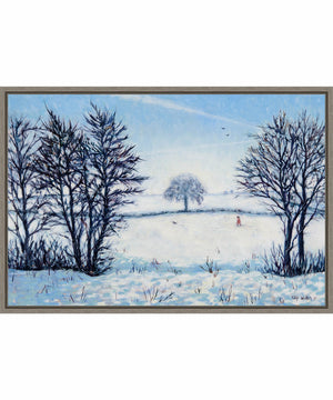 Framed A Snowy Winters Walk by Tilly Willis Canvas Wall Art Print (33  W x 23  H), Sylvie Greywash Frame