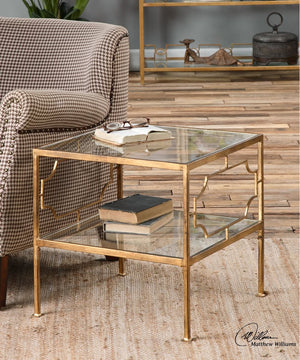 19"H Genell Gold Cube Table