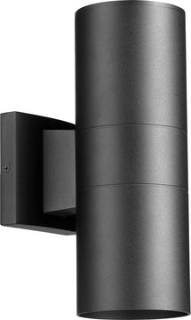 12"H Cylinder 2-light Outdoor Wall Mount Light Fixture Noir