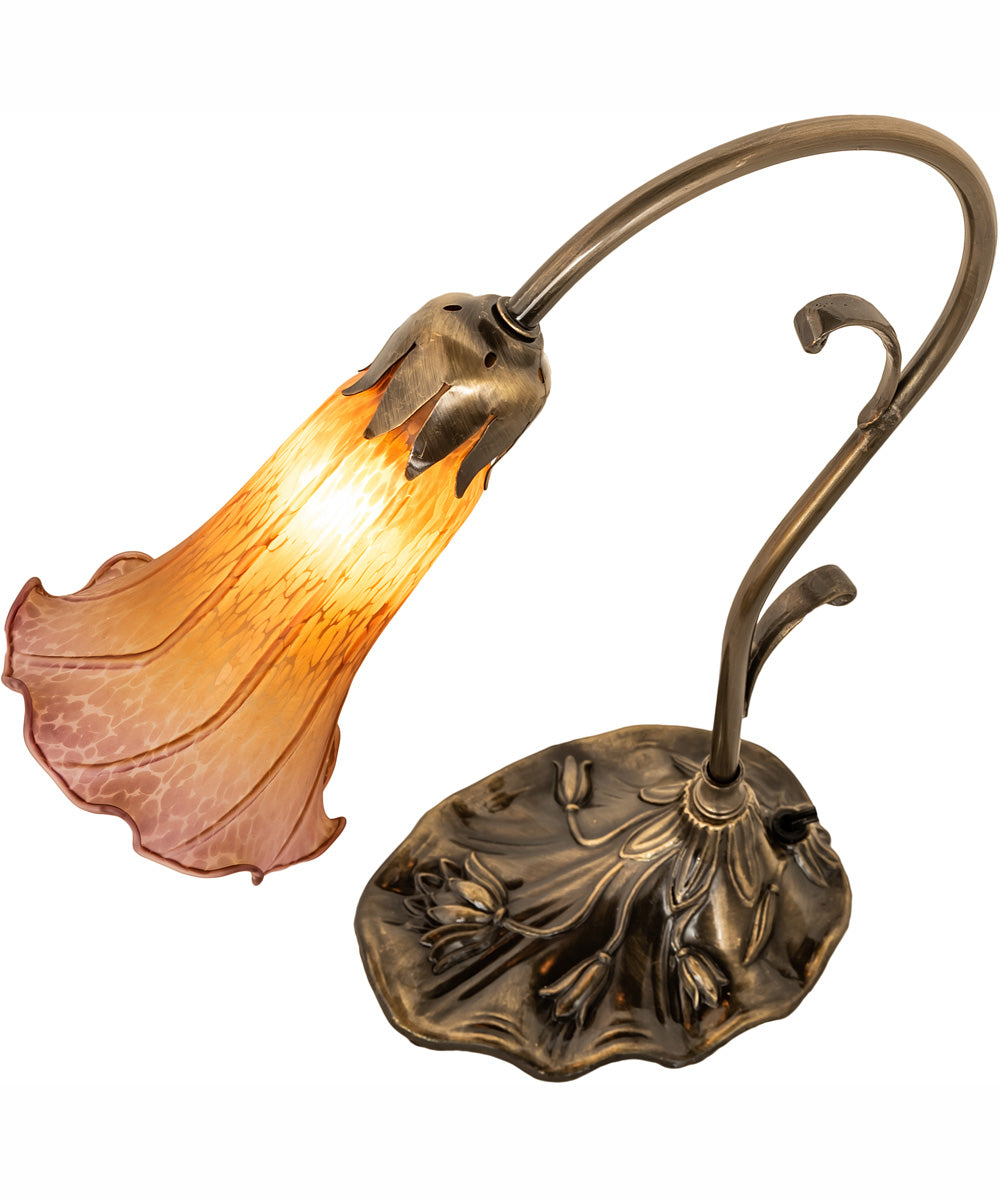 15" High Amber/Purple Tiffany Pond Lily Accent Lamp