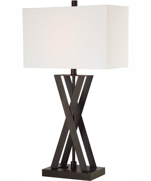Fonda 1-Light Table Lamp Dark Bronze/Linen Fabric With Usb And Outlet