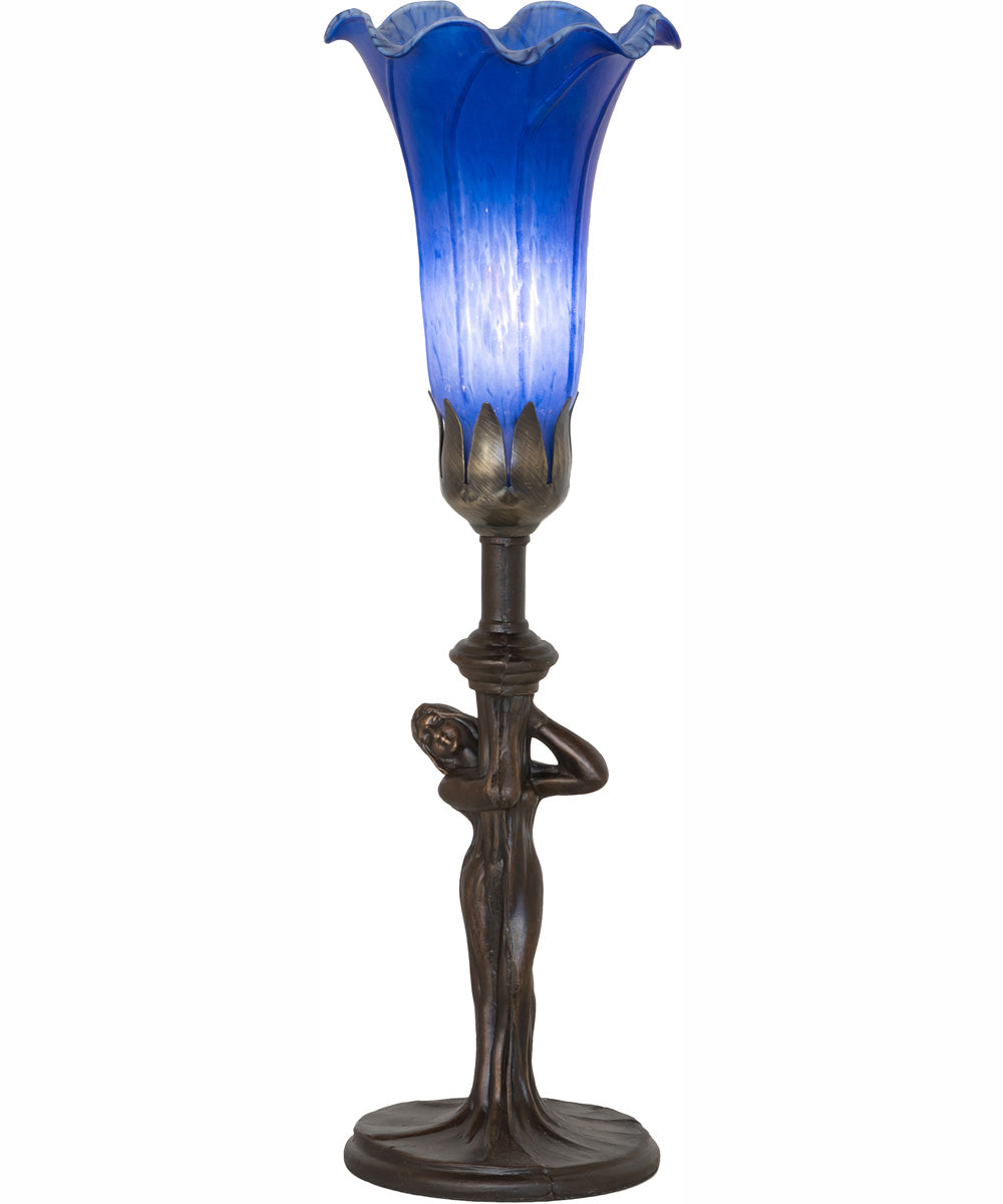 15" High Blue Tiffany Pond Lily Nouveau Lady Accent Lamp
