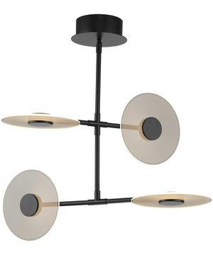 Spoke LED 4-Light Modern Style Hanging Chandelier Light Matte Black