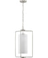 Merry 1-Light Etched Glass Transitional Style Foyer Pendant Light Brushed Nickel