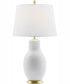 Lucera 1-Light Table Lamp Antique Brass/White Ceramichrome/ White Fabric Shade