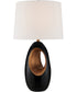 Maire 1-Light Table Lamp Black/Gold Ceramic Body/White Linen
