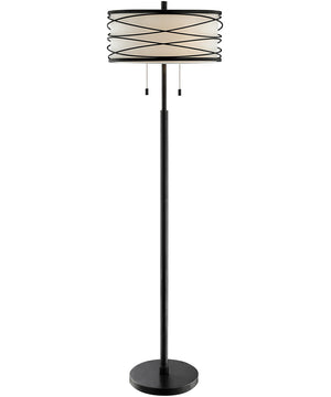 Lumiere 2-Light Floor Lamp Outer Metal/Inner Fabric Shade