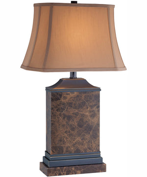 Hedia 1-Light Table Lamp Marble Body/Beige Fabric Shade
