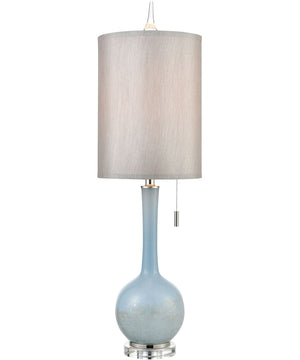 Quantum Table Lamp Blue/Polished Nickel/a-Light Grey Faux Silk Shade/Clear Crystal