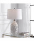 26"H 1-Light Table Lamp Ceramic and Iron in White and Polished Nickel with a Rectangular Shade