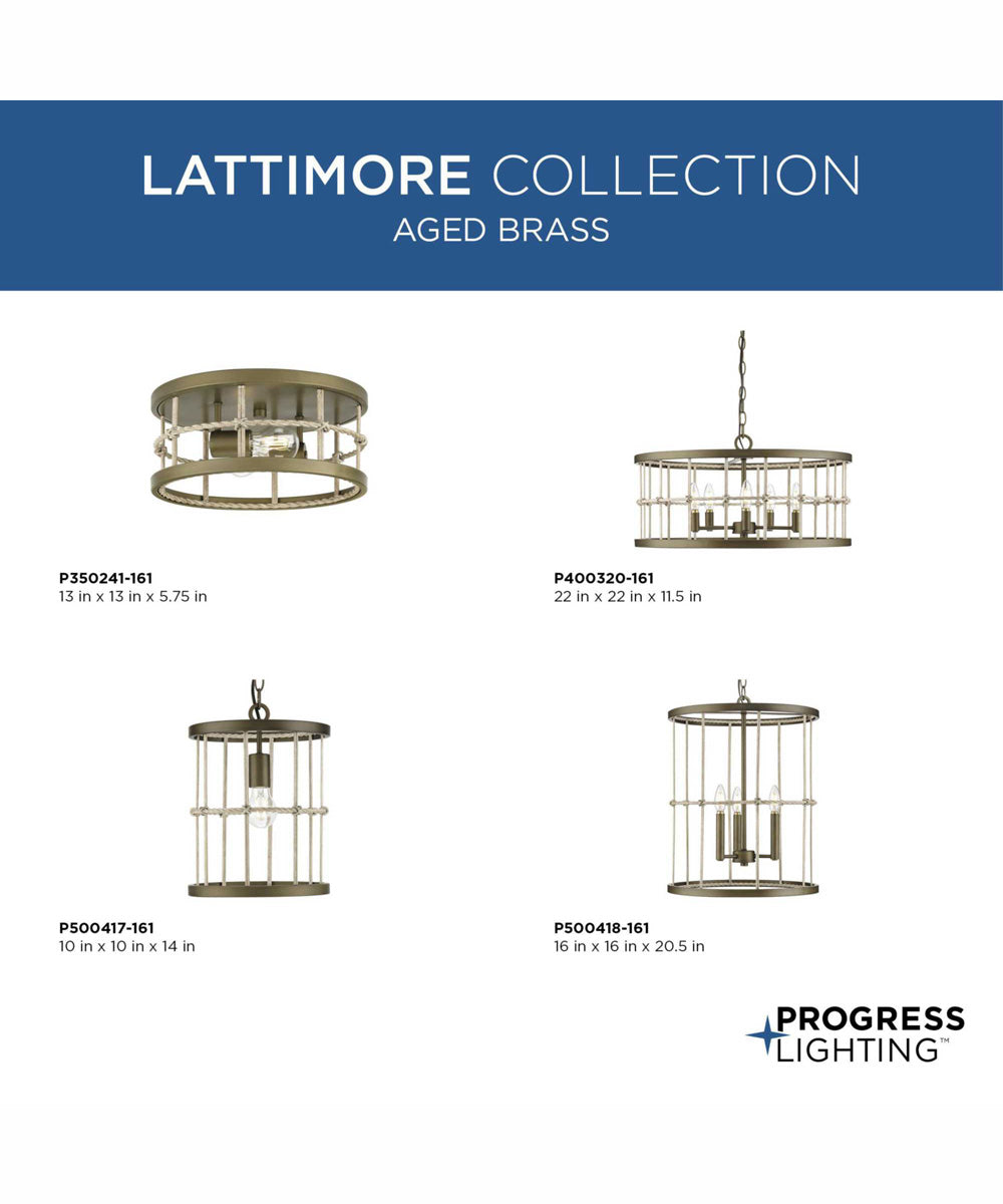 Lattimore 1-Light Pendant Aged Brass
