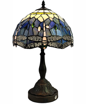 Jordan Dragonfly Tiffany Table Lamp With Usb Port
