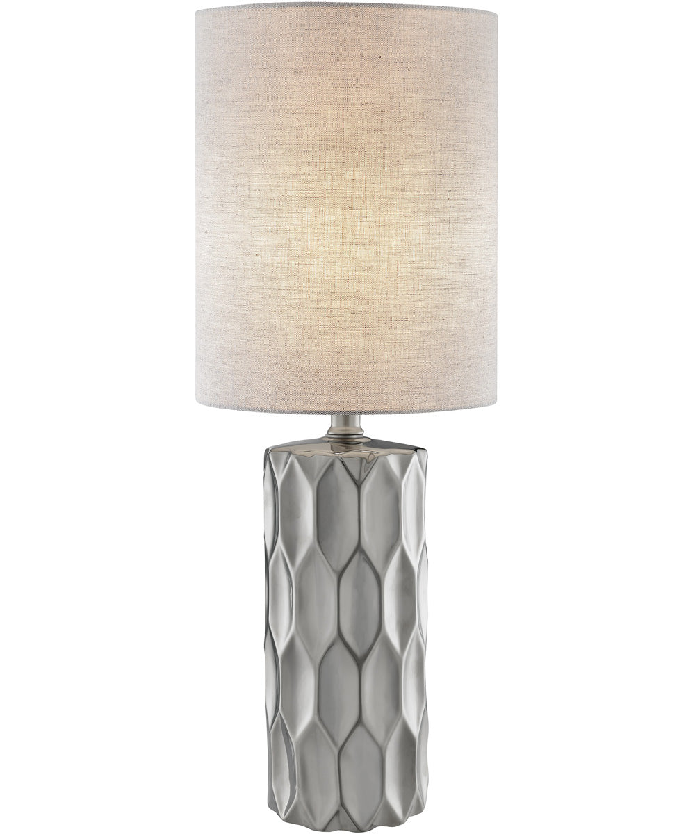Halsey 1-Light Table Lamp Silver Ceramic Body/Fabric Shade