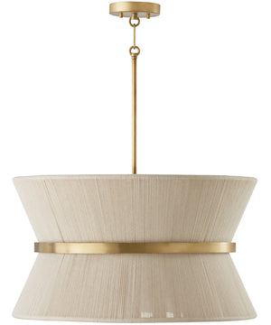 Cecilia 8-Light Pendant Bleached Natural Rope and Patinaed Brass
