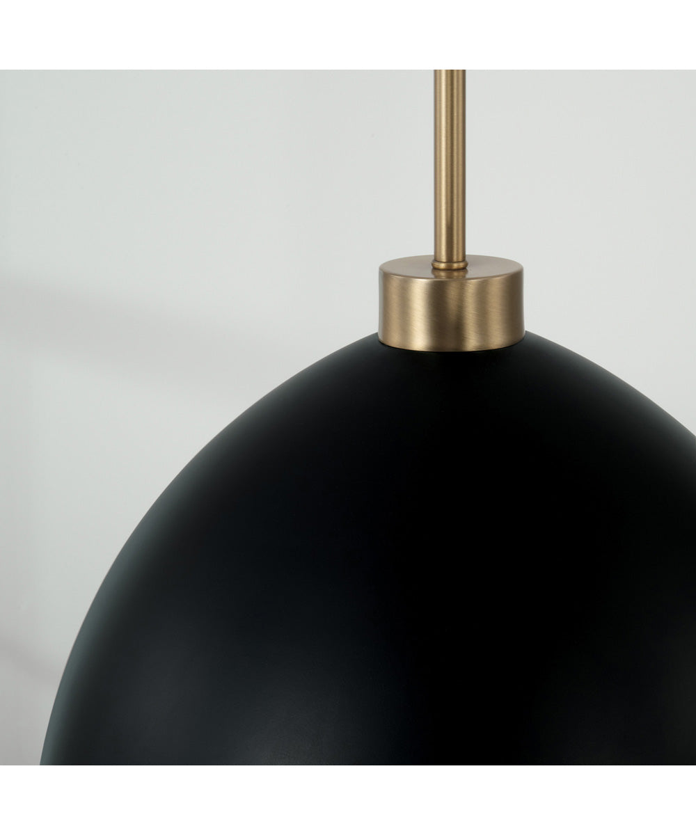 Ross 1-Light Pendant Aged Brass and Black