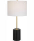 28"H 1-Light Table Lamp Metal in Matte Black and Gold with a Drum Shade