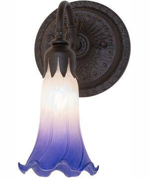 5.5" Wide Blue/White Tiffany Pond Lily Wall Sconce