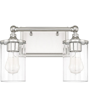 Camden 2-Light Vanity In Polished Nickel With Clear Beveled Glass