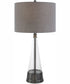 29"H 1-Light Table Lamp Metal and Glass in Antique Dark Nickel with a Round Shade