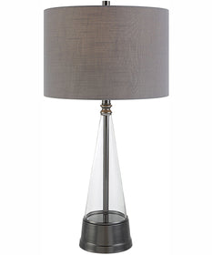 29"H 1-Light Table Lamp Metal and Glass in Antique Dark Nickel with a Round Shade