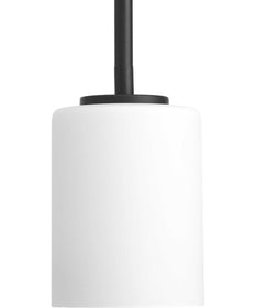 Replay 1-Light Etched White Glass Modern Mini-Pendant Light Textured Black