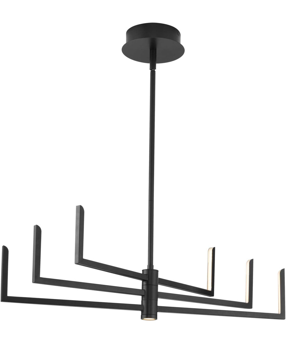 Pivot LED 6-Light Modern Style Chandelier with Downlight Matte Black