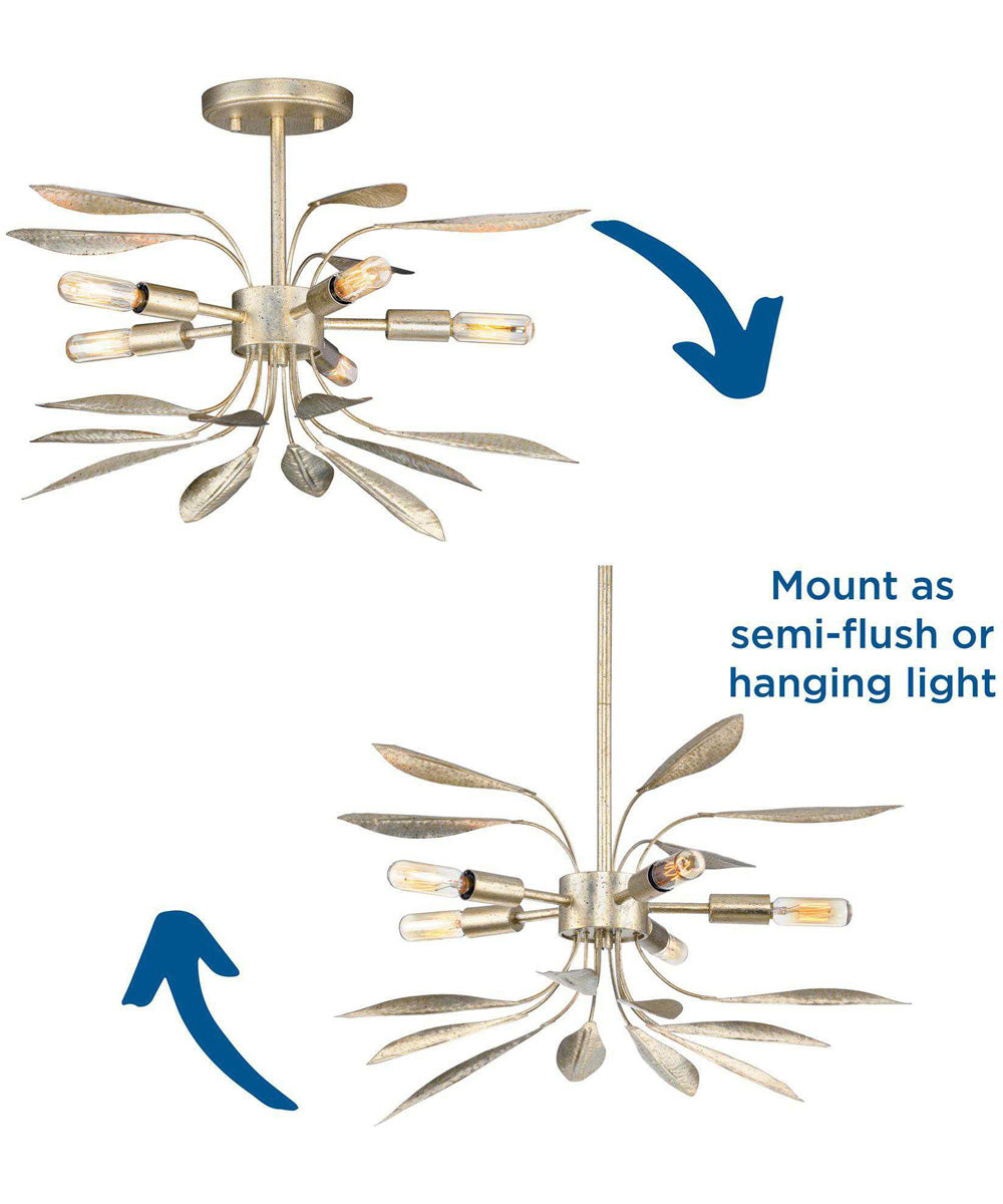 Mariposa 5-Light Convertible Semi-Flush Ceiling or Hanging Pendant Light Gilded Silver