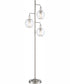 Kaira 3-Light 3-Light Floor Lamp Brushed Nickel/Clear Glass Shade