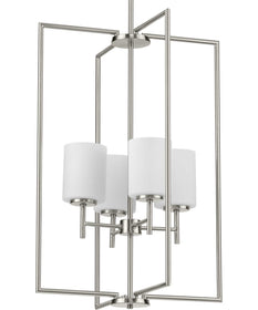 Replay 4-Light Etched White Glass Modern Pendant Light Brushed Nickel