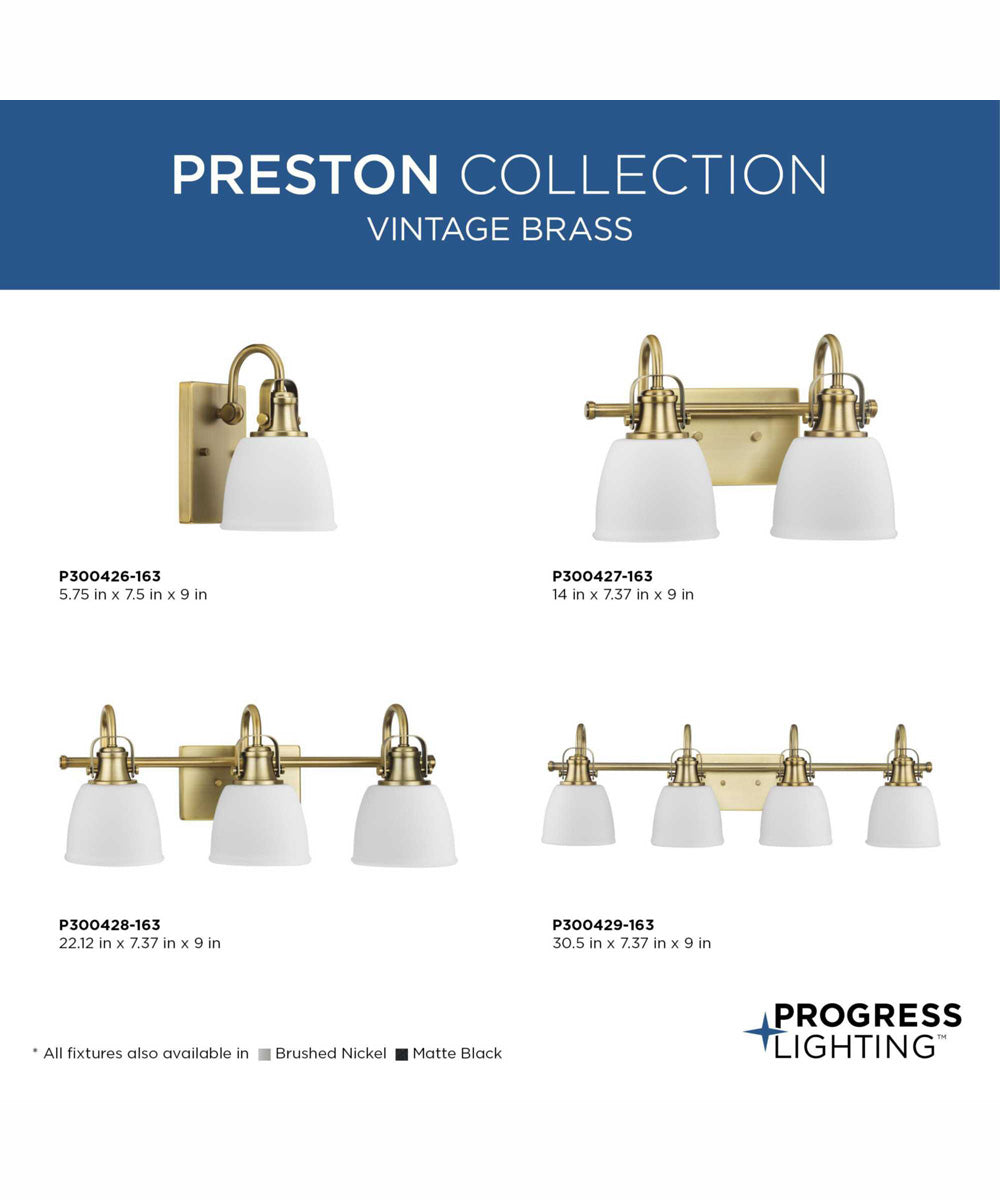 Preston 4-Light Coastal Bath Vanity Light Vintage Brass