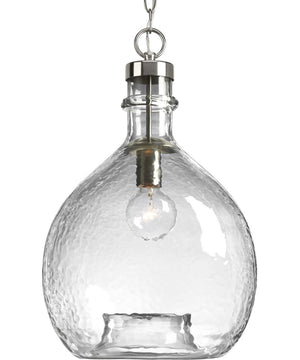 Zin 1-Light Clear Textured Glass Global Pendant Light Brushed Nickel