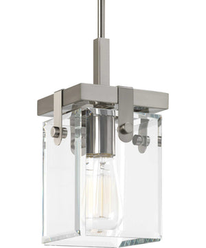 Glayse 1-Light Clear Glass Luxe Pendant Light Brushed Nickel