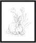 Bunny Sketch with Tulips by Jodi Augustine Wood Framed Wall Art Print (21  W x 25  H), Svelte Noir Black Frame