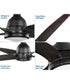 Alleron 4-Blade Antique Black 56-Inch DC Motor LED Urban Industrial Ceiling Fan Flat Black