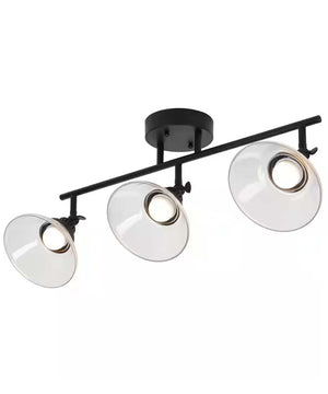Catalina 23"W 3-Light LED Track Bar Light Fixture, Matte Black with Clear Glass Shades