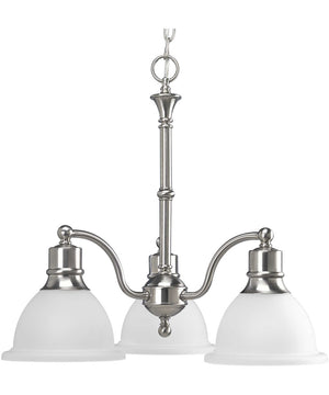 Madison 3-Light Etched Glass Traditional Chandelier Light Brushed Nickel